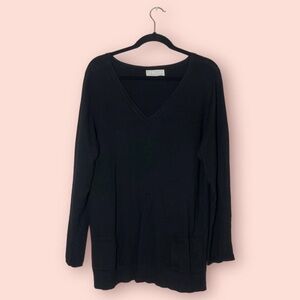 Carolyn Taylor Long Black Sweater Dress With Front Pockets - Size: XL